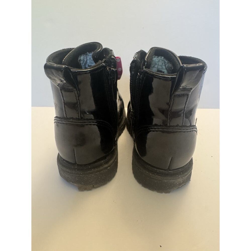 Disney Minnie Mouse Boots Toddler Girls Size 6 Black Patent Bow Zip - Picture 5 of 7